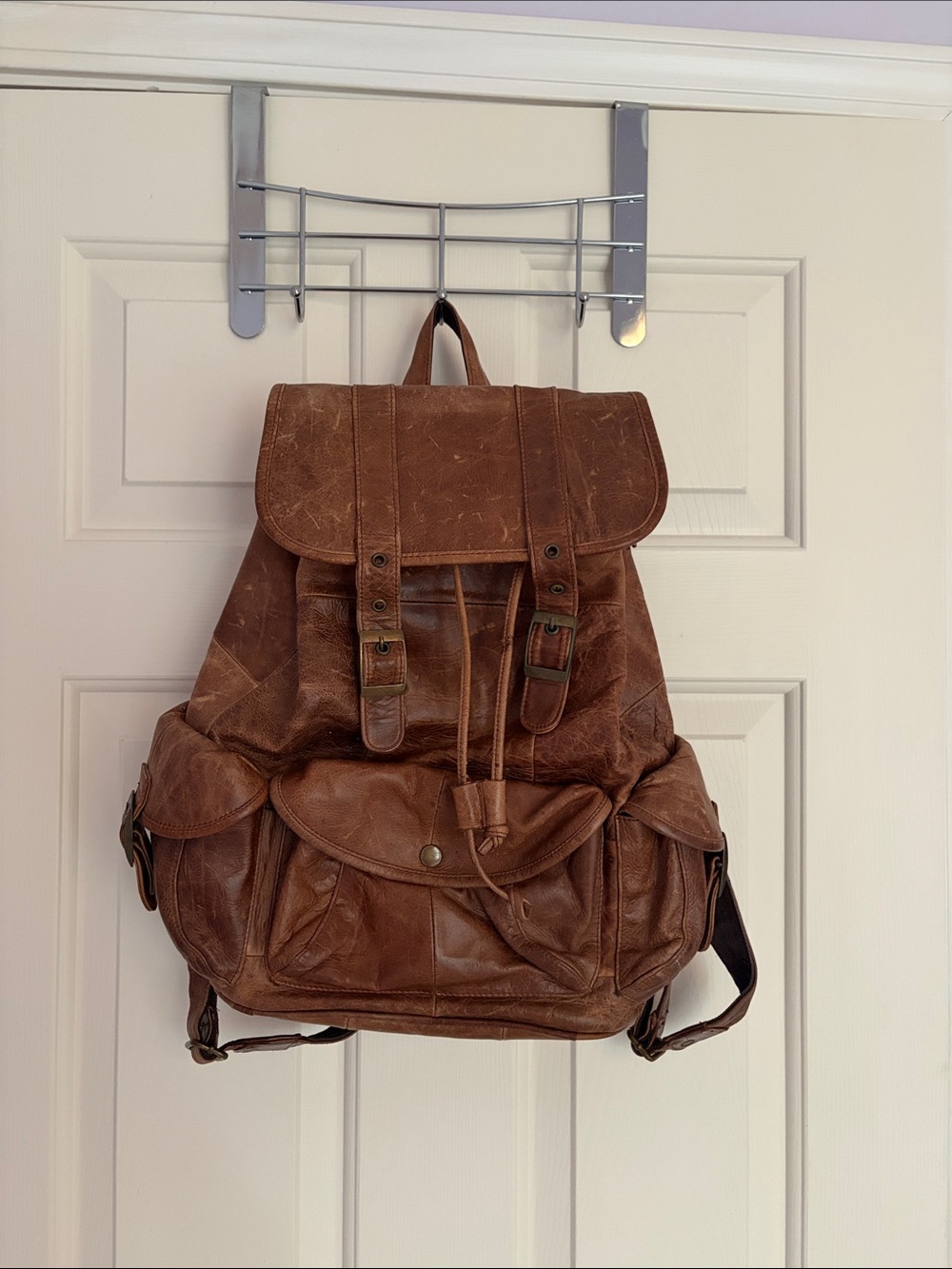 High quality vintage Brown Leather Backpack - Classic Men's Rucksack